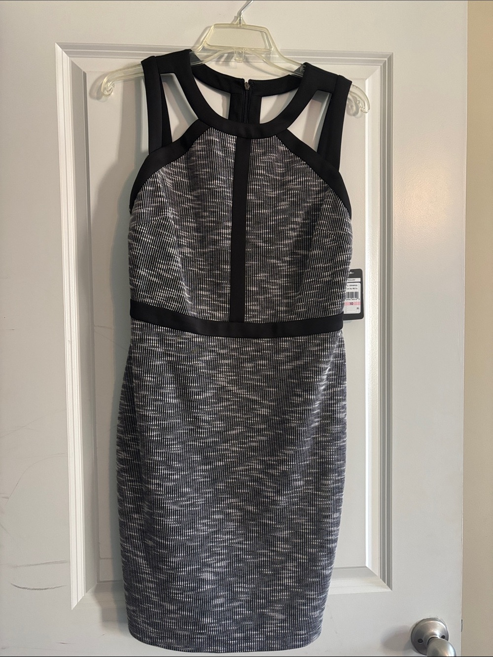 Guess Black and Gray Strappy Midi Sheath Dress